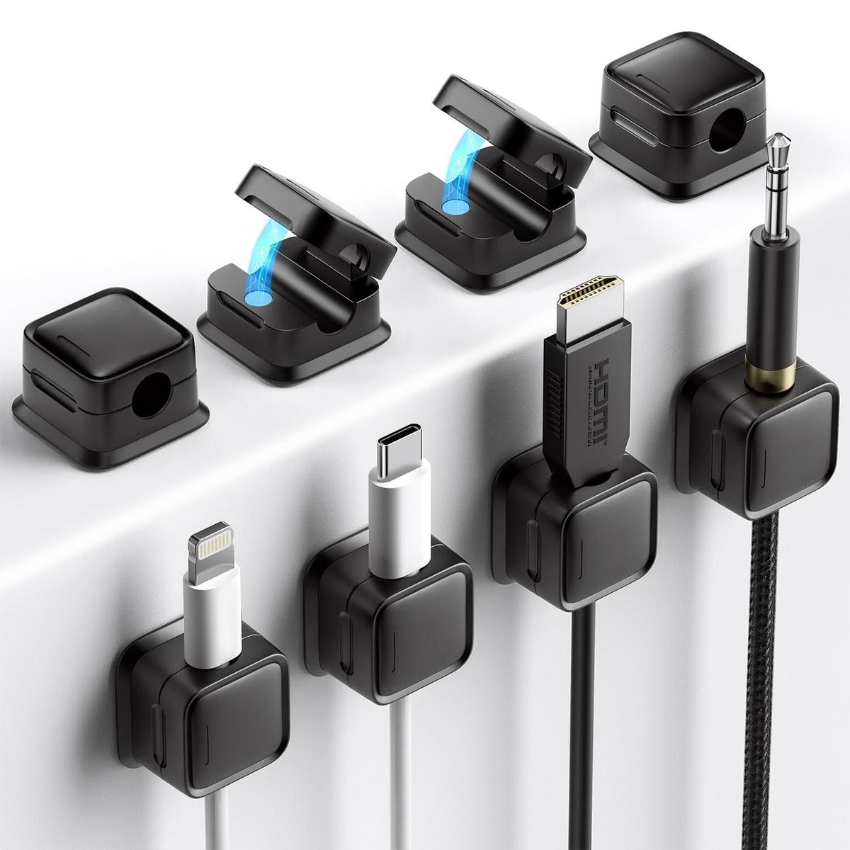 Organizer, Cable Smooth Adjustable Easy Secure Cable Managemen (Pack of 6 Cord)